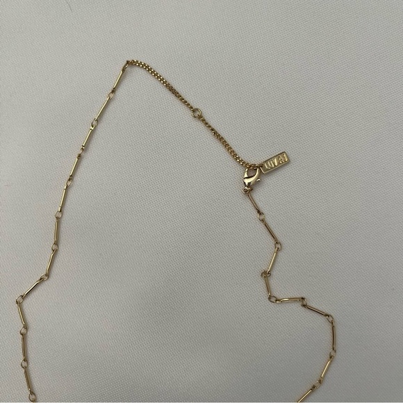 Luv AJ x Rachel Zoe Crescent Moon Pave Tusk Gold Tone Lariat Crystal Necklace - Picture 15 of 16